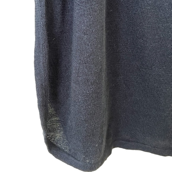 J. Jill navy blue blue summery linen blend wide scoop neck tunic top / sweater - Picture 5 of 7